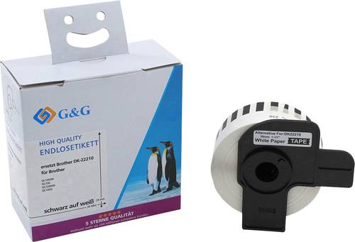 G&G Etiketten Rolle Kompatibel ersetzt Brother DK-22210 29mm x 30.48m Papier Weiß 1 St. Permanent h von G&G