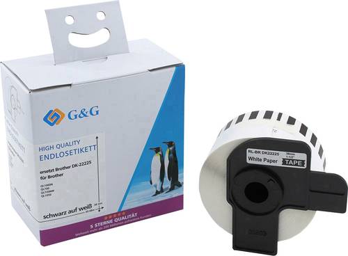 G&G Etiketten Rolle Kompatibel ersetzt Brother DK-22225 38mm x 30.48m Papier Weiß Permanent haftend von G&G
