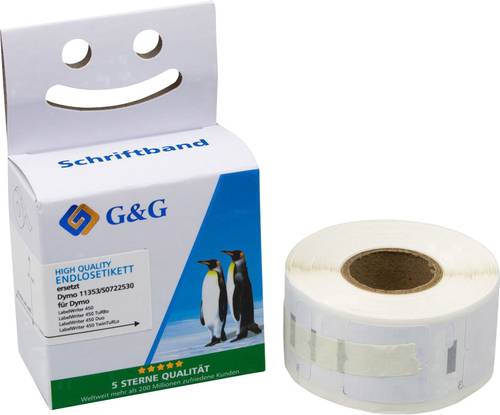 G&G Etiketten Rolle Kompatibel ersetzt DYMO 11353, S0722530 25 x 13mm Papier Weiß 1000 St. Permanen von G&G
