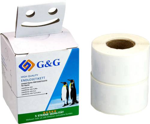 G&G Etiketten Rolle Kompatibel ersetzt DYMO 99010, S0722370 89 x 28mm Papier Weiß 260 St. Permanent von G&G