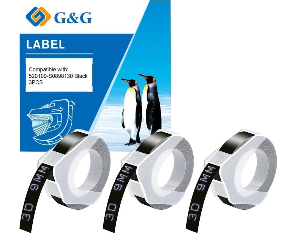 G&G Prägeband-Set 3D schwarz 3er Pack je 9mm x 3m von G&G