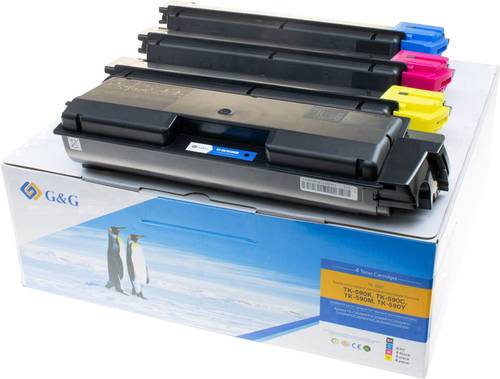 G&G Toner Kombi-Pack ersetzt Kyocera TK-590K, TK-590C, TK-590M, TK-590Y Kompatibel Schwarz, Magenta, von G&G