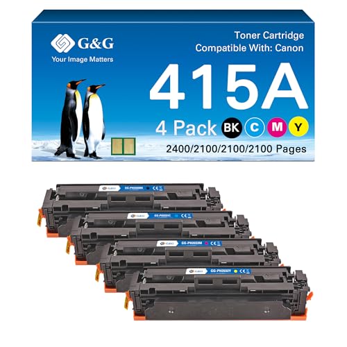 G&G Toner Kompatibel mit HP 415A 415X mit Chip für HP Color Laserjet Pro MFP M479fdw M479dw M479fnw M479fdn M454dw M454dn (W2030A W2031A W2032A W2033A) von G&G