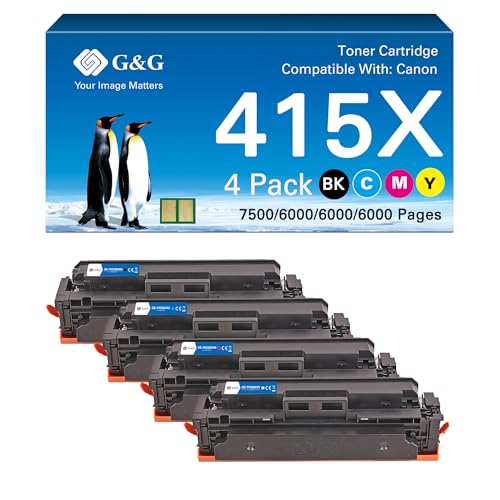 G&G Toner Kompatibel mit HP 415X 415A mit Chip für HP Color Laserjet Pro MFP M479fdw M479dw M479fnw M479fdn M454dw M454dn (W2030X W2031X W2032X W2033X) von G&G