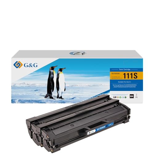 G&G Toner Kompatibel mit Samsung MLT-D111S MLT-D111L für Samsung Xpress M2070W M2026 M2020 M2070FW M2022W Toner (2 schwarz) von G&G
