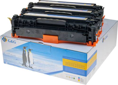 G&G Tonerkassette Kombi-Pack ersetzt HP 125A, 128A, CF373AM, CF371AM Cyan, Magenta, Gelb 1400 Seiten von G&G