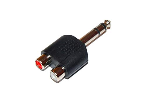 G&M Audio Stereo Adapter, 6,3mm Klinke Stecker auf 2X Cinch Buchse rot weiß Aux in Out schwarz vernickelte Kontakte von G&M