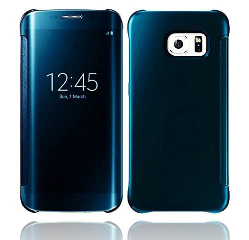 G.F. Electroplated Clear View Flip Cover Case für Samsung Galaxy S7 Edge - Mit Intelligenter Sleep & Wake Funktion - Farbe: BLAU Teal-Blue von G.F.