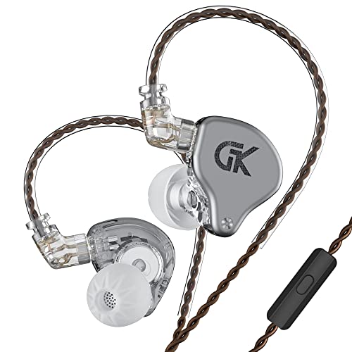 GK G5 In-Ear-Kopfhörer mit Kabel, HiFi-Metall Ohrhörer mit 10 mm großformatiger Laufwerkseinheit,für iPhone, iPod, iPad, MP3, Huawei, Samsung(Silber,mit Mikrofon) von G.K