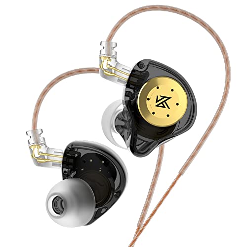 KZ EDX pro Kopfhörer mit Kable, In Ear Kopfhörer Kable aud HD Kondensator Mikrofon, HiFi Stereo Sound, 3,5mm Klinke In-ear Ohrhörer mit Kable für iPhone, MP3, Handy,Tablette,PC(Schwarz, mit Mikrofon) von G.K