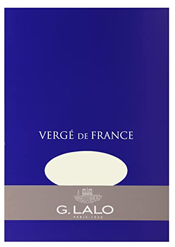 G.Lalo 11400L Schreibblock Vergé de France (perfekt für Ihre Einladungen, säurefrei, DIN A5, 14,8 x 21 cm, 50 Blatt, 100 g), weiß von G.Lalo