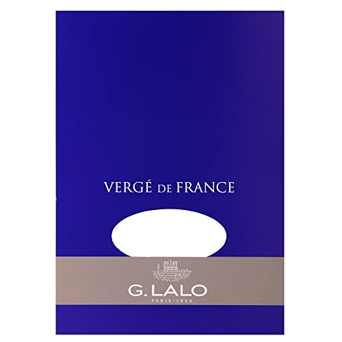 G.Lalo 11450L Schreibblock Vergé de France (perfekt für Ihre Einladungen, säurefrei, DIN A5, 14,8 x 21 cm, 50 Blatt, 100 g) extra weiß von G.Lalo