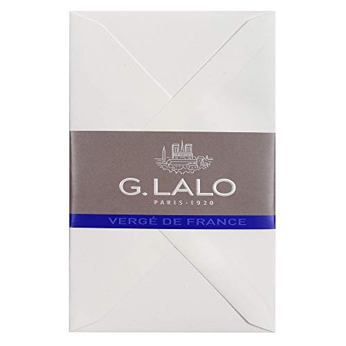 G.Lalo 24400L Umschläge Vergé de France (25% Hadern, gummiert, eingeschweißt, perfekt für Ihre Einladungen, 9 x 14 cm, Visitenkarten Format, 25 Umschläge) weiß von G.Lalo