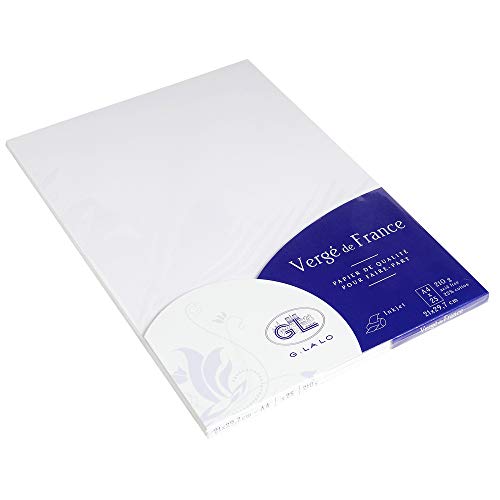 G.Lalo 41000L Papier Vergé de France (210g, DIN A4, 21 x 29,7 cm, 25 Blatt) weiß von G.Lalo