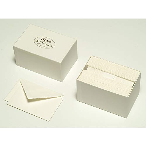 Lalo 92300L Karten Geschenkbox Mode de Paris (25% Hadern mit 30 Karten Vergé Papier 300 g, 97 x 152 mm, mit mittelaltericher Vergé Rand, 30 gummierte Umschläge, gefüttert, 100 x 159 mm, 1 Pack) weiß von G.Lalo