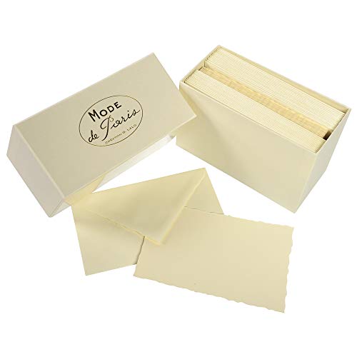 Lalo 92316L Karten Geschenkbox Mode de Paris (25% Hadern mit 30 Karten Vergé Papier 300 g, 97 x 152 mm, elfenbein, mit mittelaltericher Vergé Rand, 30 gummierte Umschläge, 100 x 159 mm, 1 Pack) von G.Lalo