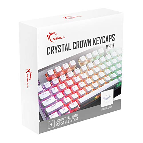 G.SKILL Crystal Crown Tastenkappen - Tastenkappen-Set mit transparenter Schicht für mechanische Tastaturen, volle 104 Tasten, Standard ANSI 104 Englisch (US) Layout - Weiß von G.SKILL