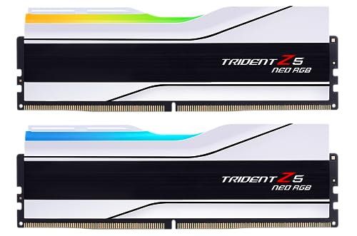 G.SKILL Trident Z5 Neo RGB Serie (AMD Expo) DDR5 RAM 64 GB (2 x 32 GB) 6000MT/s CL30-36-36-96 1,40 V Desktop Computer Arbeitsspeicher UDIMM – Mattweiß (F5-6000J3036G32GX2-TZ5NRW) von G.SKILL