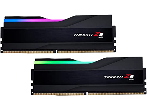 G.SKILL Trident Z5 RGB Serie (Intel XMP 3.0) DDR5 RAM 48 GB (2 x 24 GB) 8200MT/s CL40-52-52-131 1,35 V Desktop Computer Arbeitsspeicher UDIMM – Mattschwarz (F5-8200J4052F24GX2-TZ5RK) von G.SKILL