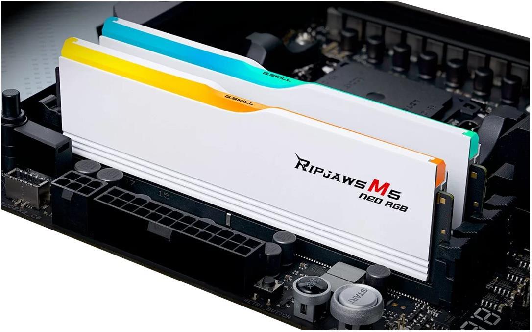 G.Skill Ripjaws M5 Neo RGB F5-6000J3648D16GX2-RM5NRW - DDR5 - Kit - 32 GB: 2 x 16 GB - DIMM 288-PIN - 3000 MHz / PC5-24000 - CL36 - 1.25 V - ungepuffert - on-die ECC - Mattes Weiß (F5-6000J3648D16GX2-RM5NRW) von G.Skill