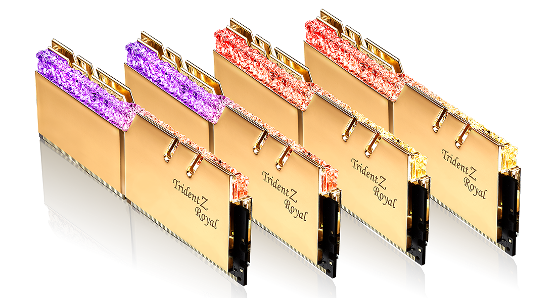 G.Skill Trident Z Royal Series - DDR4 - Kit - 64 GB: 8 x 8 GB - DIMM 288-PIN - 4000 MHz / PC4-32000 - CL15 - 1.5 V - ungepuffert - non-ECC - Gold (F4-4000C15Q2-64GTRG) von G.Skill