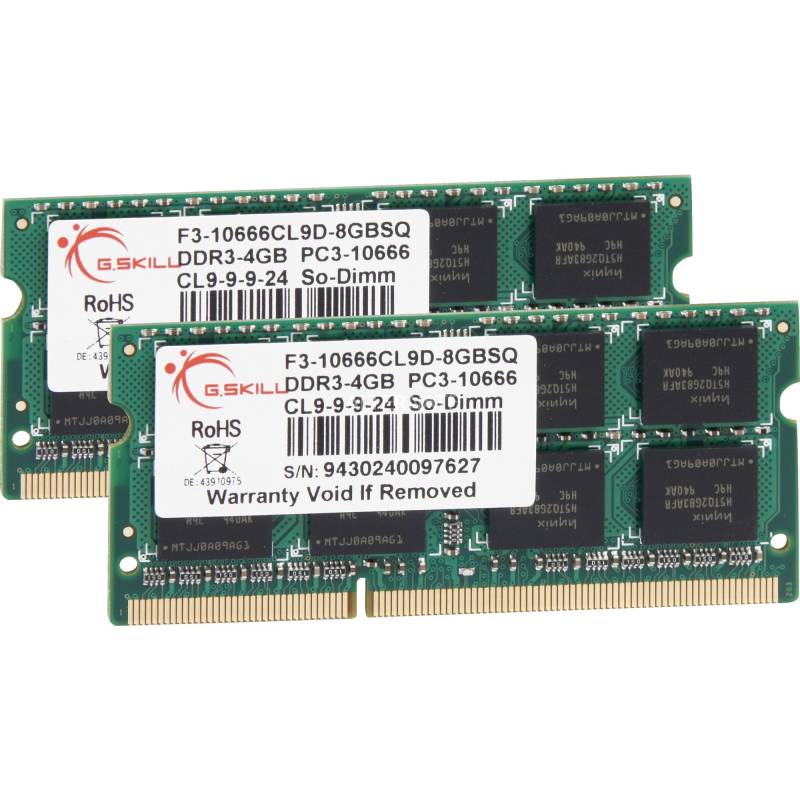 SO-DIMM 8 GB DDR3-1333 (2x 4 GB) Dual-Kit, Arbeitsspeicher von G.Skill