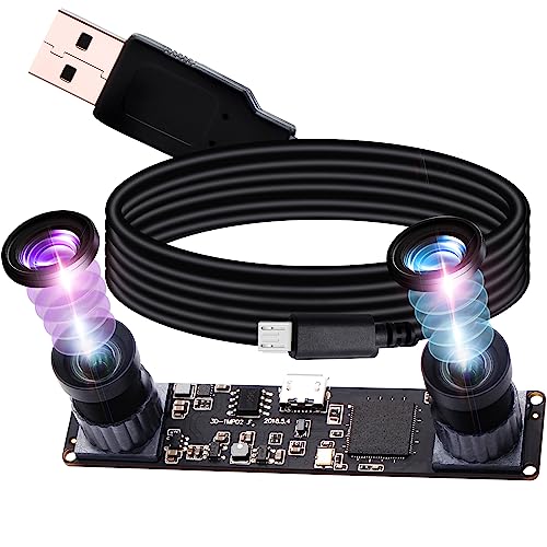 G Doppelobjektiv USB Kameramodul 960p 60fps 3D Stereo Synchronisiertes Webcam Board Modul,1,3MP Dual Objektiv USB mit Kamera,HD 1/3"OV9750 Webkamera 100Grad Webcam für Windows Raspberry Pi Web Kamera von G