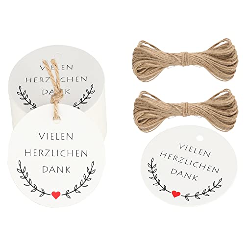 G2PLUS VIELEN HERZLICHEN DANK Geschenkanhänger, 5CM Dankeschön Geschenke Anhänger, Runden Danke Karten Anhänger für Gastgeschenke, 100stk Weiß Etiketten Anhänger mit Schnur für Dankeschön Geschenke G2PLUS VIELEN HERZLICHEN DANK Geschenkanhänger, 5CM Dankeschön Geschenke Anhänger, Runden Danke Karten Anhänger für Gastgeschenke, 100stk Weiß Etiketten Anhänger mit Schnur für Dankeschön Geschenke von G2PLUS