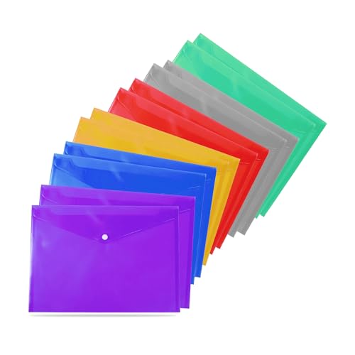 5 A4 Popper Wallets – Transparente Kunststoff-Papierhüllen für Dokumentenaufbewahrung und Büroorganisation – leichte transparente Ordner mit Schnappverschluss von G4GADGET