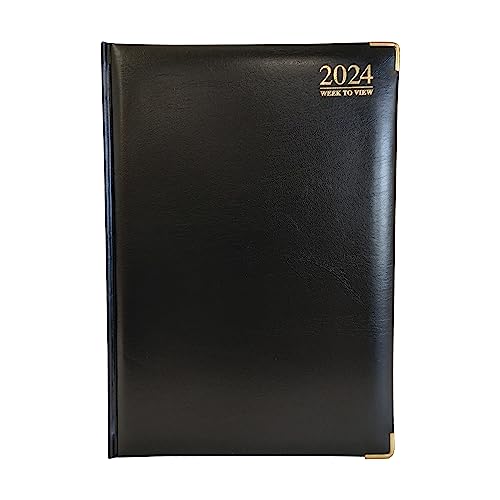 G4GADGET G4 Terminplaner 2024, A4, Wochenansicht, fester Einband, 70 g/m², Papier, für Büro, Büro und Zuhause, Schwarz von G4GADGET