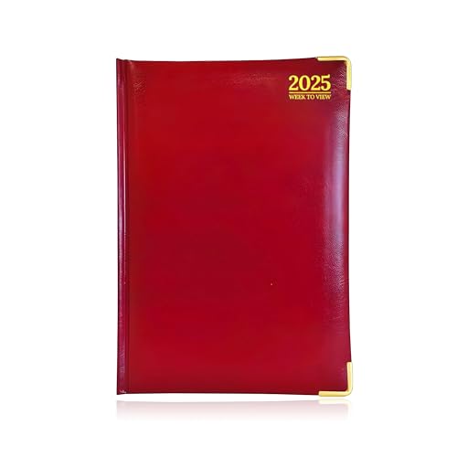 G4GADGET Premium Terminplaner 2023, A4, rot, Wochenansicht, FSC-zertifiziert, 80 g/m² Papier, vergoldete Kanten, Metallecken, Goldkante, Papier von G4GADGET