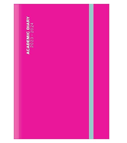 G4GADGET Schülerkalender 2023–2024, A4, rosa Tag pro Seite, A4, Tagesansicht, mit einem schönen rosa Einband mit Gummizug von G4GADGET