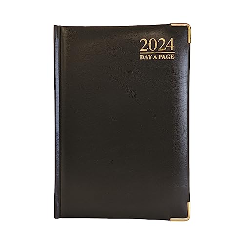 Premium Terminplaner 2023, A5, Tag pro Seite, FSC-zertifiziert, 80 g/m² Papier, vergoldete Kanten, 21 x 15 cm, Schwarz von G4GADGET