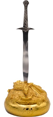 G8DS LOTR Brieföffner Dolch Frodo und Smaug Beschwerer - kleines Schwert - Schwertminiatur - Schreibtisch Gadget - Paper Knife - Messer festehende Klinge, Silber von G8DS