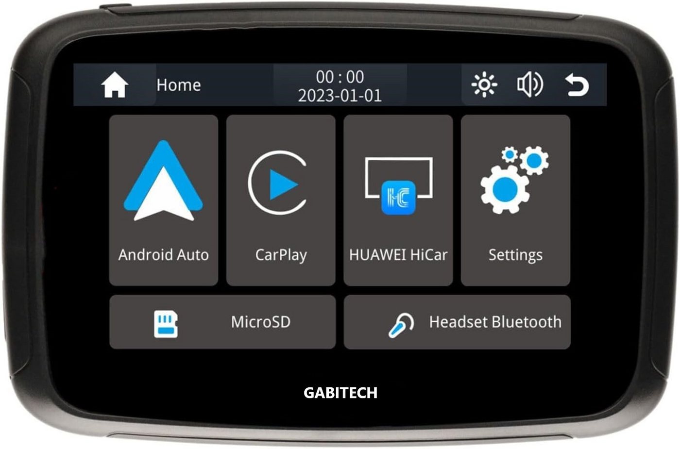 GABITECH 5 Zoll GPS Navigationsgerät Navi Für Motorrad. Carplay Android Auto Motorrad-Navigationsgerät (Touchscreen und Dual-Bluetooth. Wasserdichtes) von GABITECH