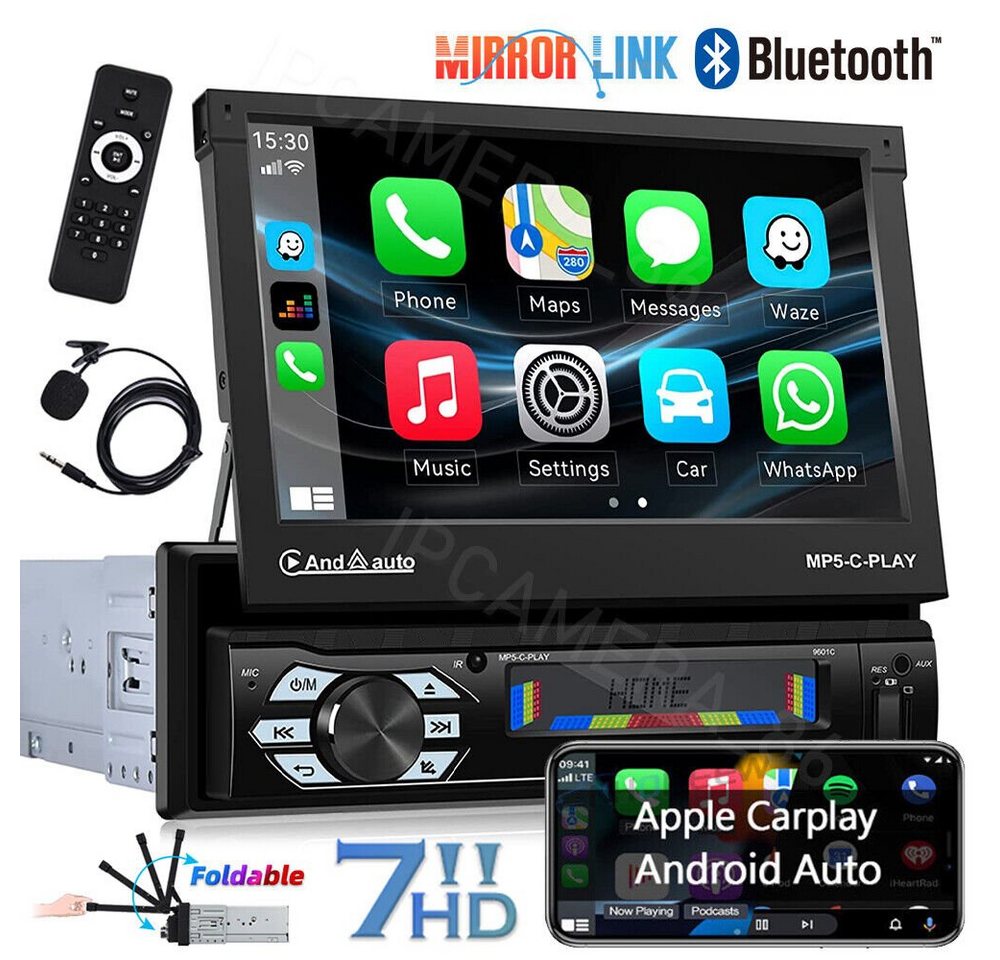 GABITECH 7 1 DIN AUTORADIO GPS BLUETOOTH USB TF FM MP5 CARPLAY Autoradio" von GABITECH