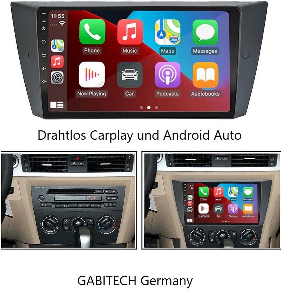 GABITECH 9'' Android 13 für BMW 3er E90 E92 E93 2005-2012 64GB ROM 4GB RAM Autoradio von GABITECH