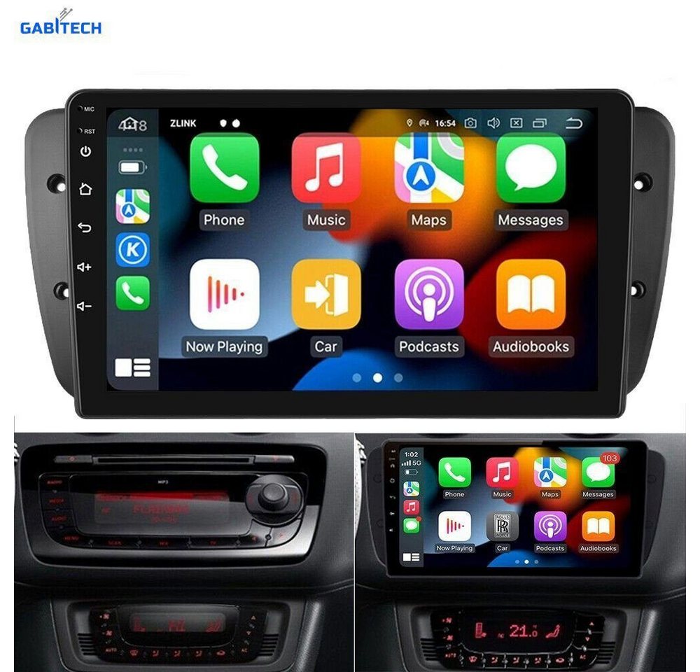 GABITECH 9 Zoll Android 13 Autoradio GPS Navi für Seat Ibiza 2008-2015 Autoradio von GABITECH
