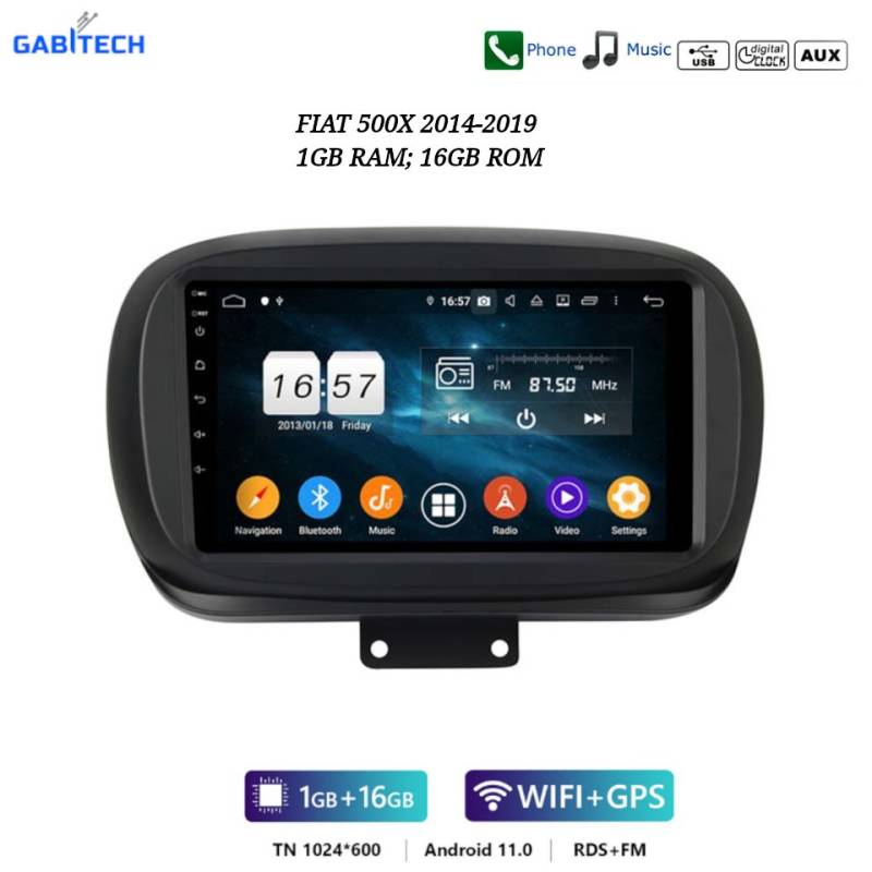 GABITECH 9 Zoll Android 13 Autoradio GPS Navi für FIAT 500X 2014-2019 Autoradio von GABITECH