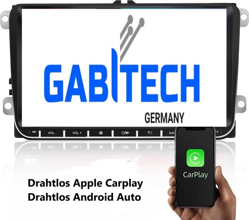 GABITECH 9 zoll Android 13 Autoradio GPS für VW Golf 5/6 V VI, Passat Autoradio (Polo, Jetta, Touran, Candy, Shran, EOS, Skoda Fabia, Octavia Yeti) von GABITECH