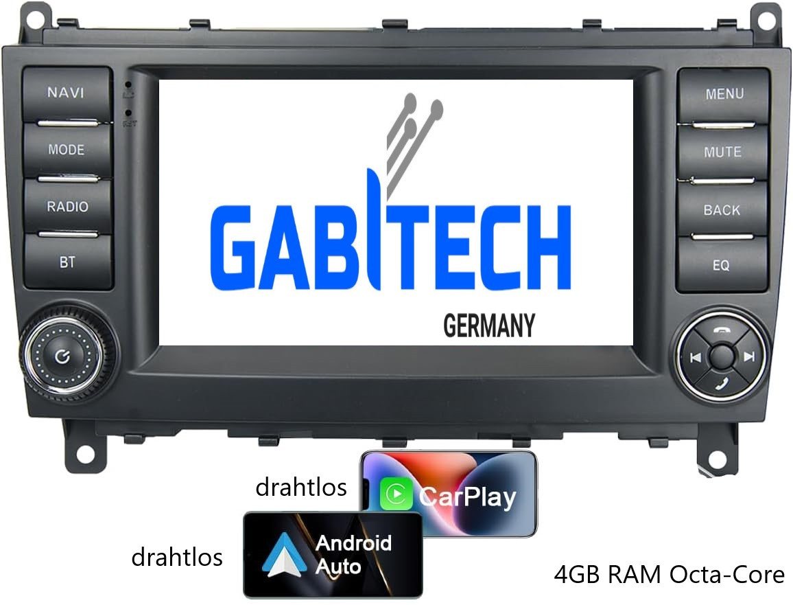 GABITECH Android Autoradio GPS Navi für Mercedes Benz CLK Class W209 CLS W219 Autoradio (4GB RAM 64GB ROM Drahtlos Apple Carplay und Drahtlos Android Auto) von GABITECH