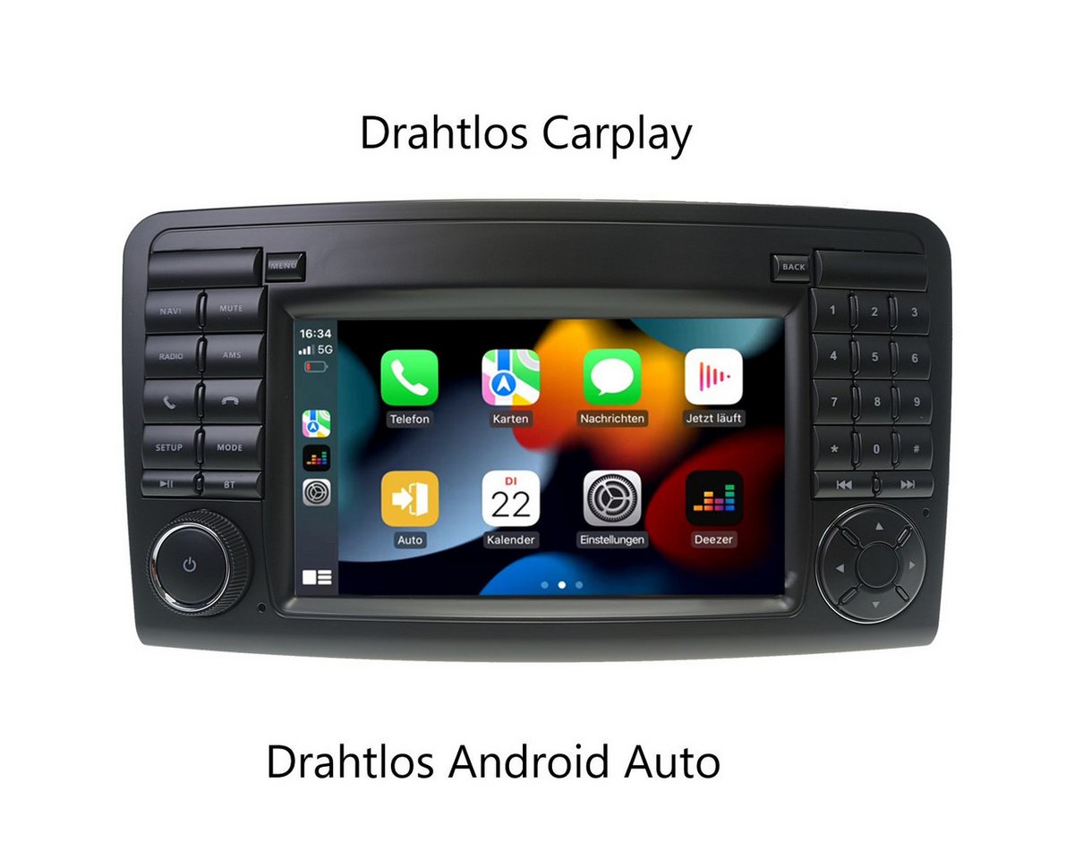 GABITECH Autoradio GPS NAVI Android für Mercedes Benz W164 GL320 ML350 X164 Autoradio (4GB RAM 64GB ROM Drahtlos Apple Carplay und Drahtlos Android Auto) von GABITECH