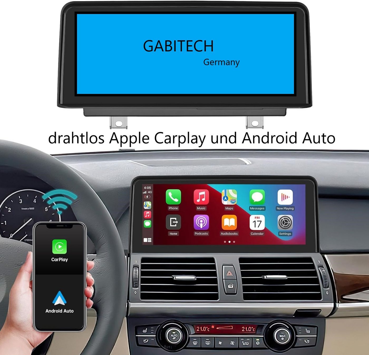 GABITECH Für BMW X5 X6 E70 E71 Autoradio GPS Navi CIC 10.2 Zoll Android 13 Einbau-Navigationsgerät (Drahtlos Apple Carplay und Android Auto. Octa-Core) von GABITECH