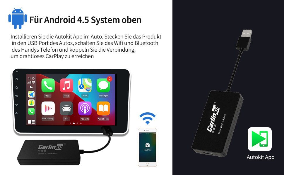 GABITECH Drahtloses CarPlay Dongle für Aftermarket Android Autoradio Autoradio von GABITECH