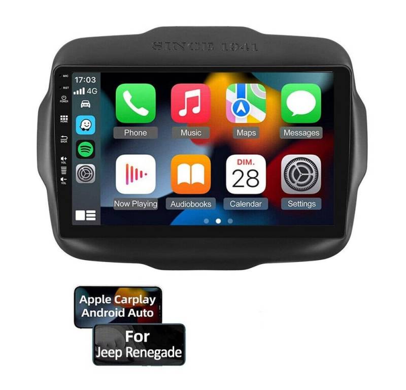 GABITECH 9 Zoll Carplay Android 13 Autoradio für Jeep Renegade 2016-2018 BT FM Autoradio von GABITECH