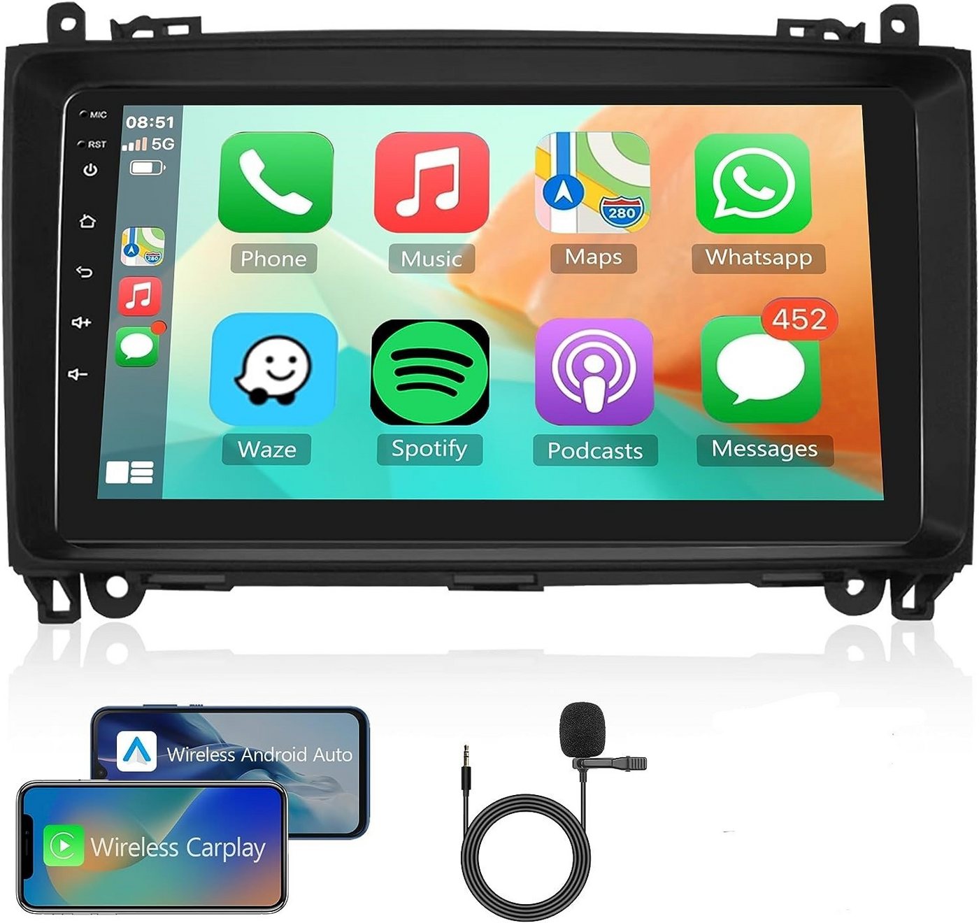 GABITECH für Mercedes A B Sprinter Vito Viano Crafter 9 zoll Android Autoradio Einbau-Navigationsgerät von GABITECH