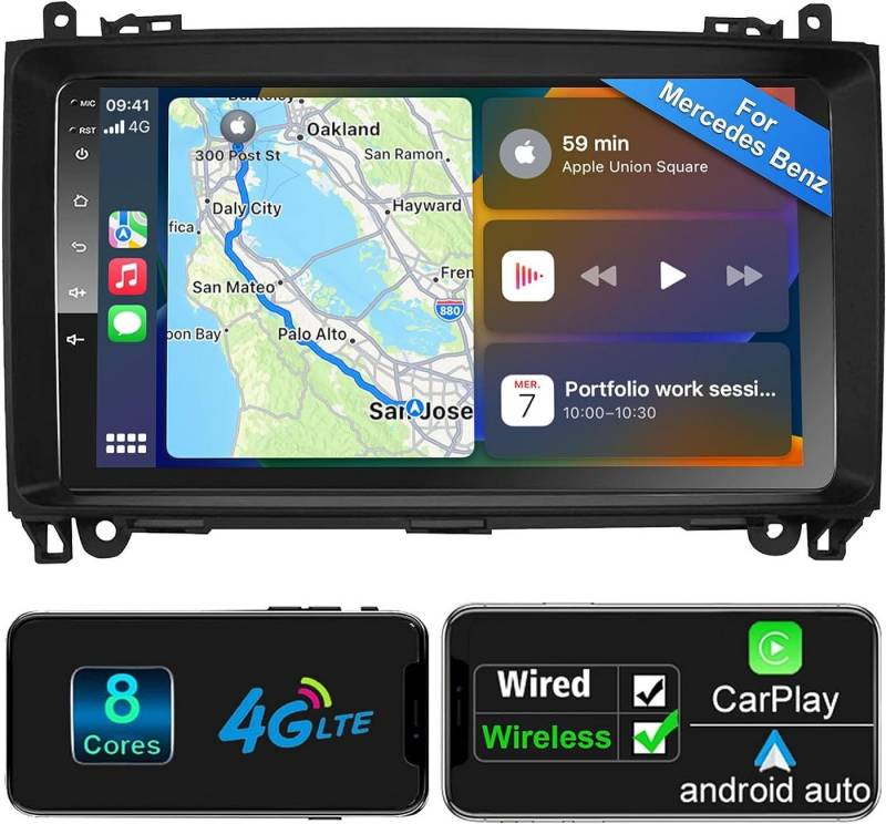 GABITECH 9 zoll Android Autoradio für Mercedes A B Sprinter Vito Viano Crafter Autoradio von GABITECH