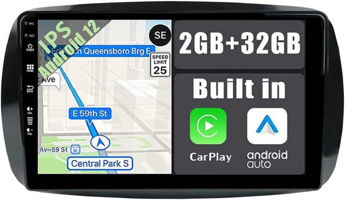 GABITECH für Mercedes Smart Fortwo 2014-2019 9 Zoll Android 13 Autoradio GPS Einbau-Navigationsgerät von GABITECH