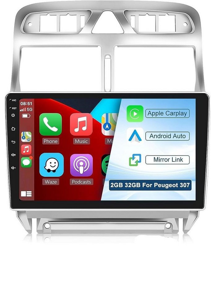 GABITECH für Peugeot 307 9 Android 13 Autoradio Bluetooth Carplay Einbau-Navigationsgerät" von GABITECH