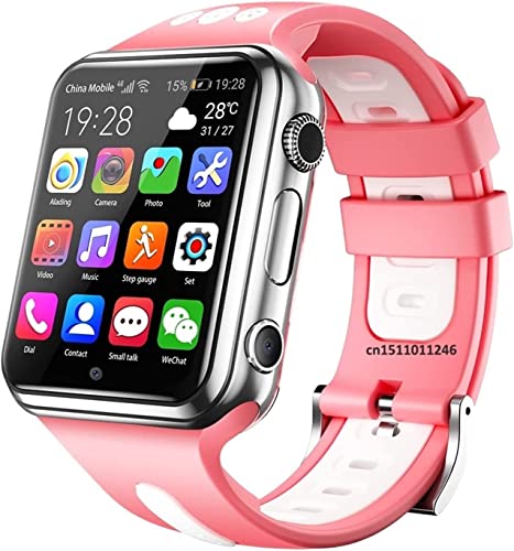 GABLOK Smartwatches 4G GPS WiFi Positioning Student Children 9.0 System Bluetooth SIM Card Electronics (Color : Silver1-pink1, Size : 1) von GABLOK